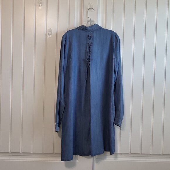 Bobeau Lace-Up Chambray Shirt Dress - Picture 10 of 14